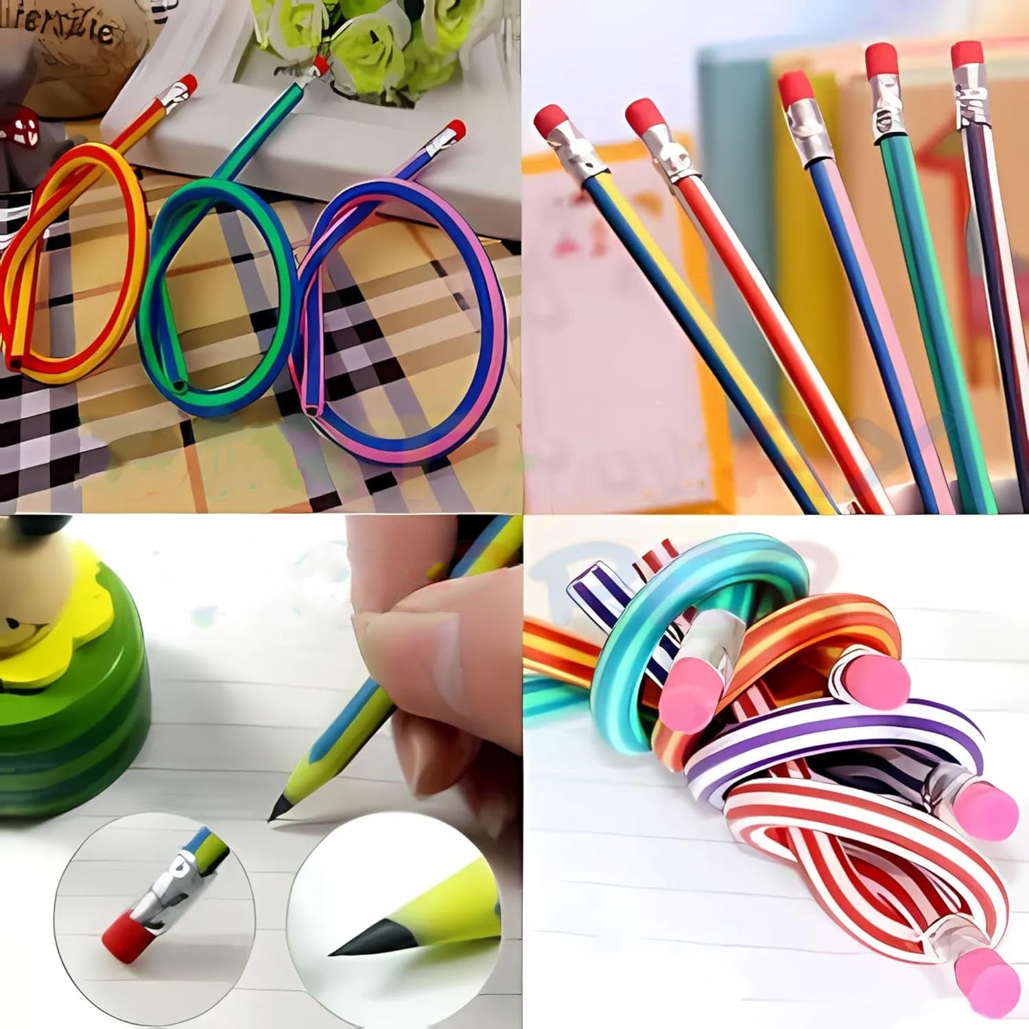 7-Piece Multicolored Swirl Design Pencils Set with Eraser