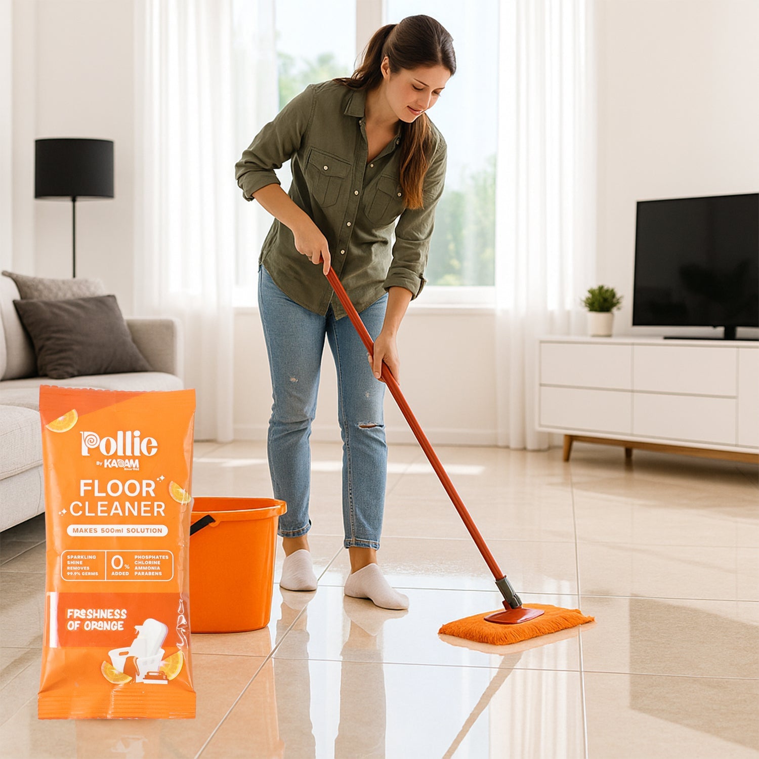 Pollic Kadam Concentrated Floor Cleaner Sachet – Orange Fresh Fragrance (50 Gm)