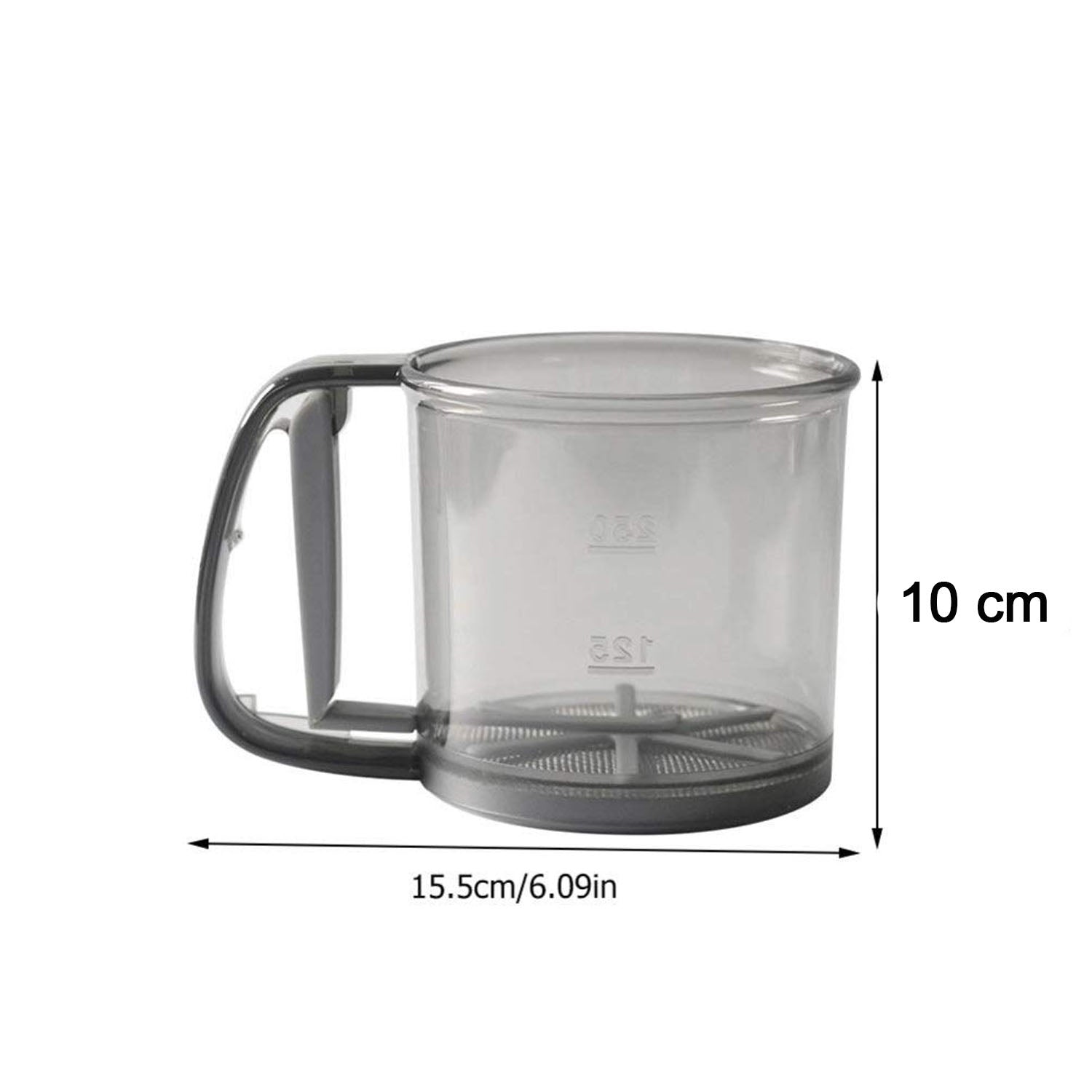 Plastic Flour Sieve Cup with Handle and Fine Mesh Filter for Kitchen Baking
