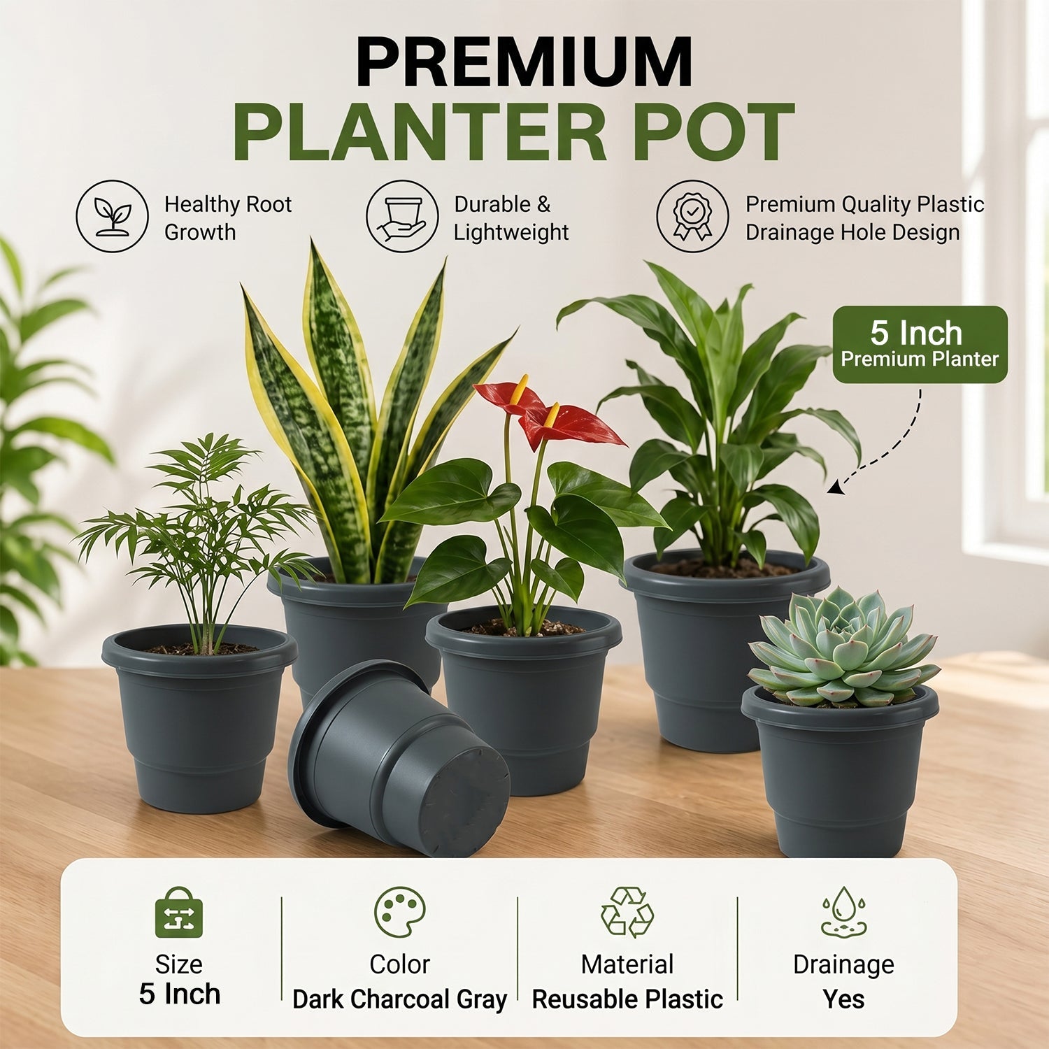 Durable plastic planters for seed starting and small plants