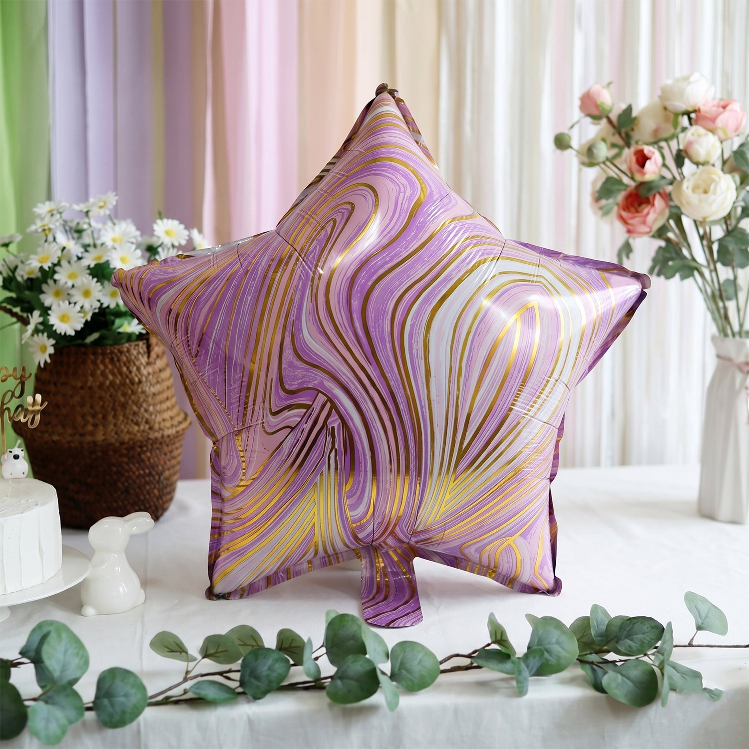 Star marble foil balloon front