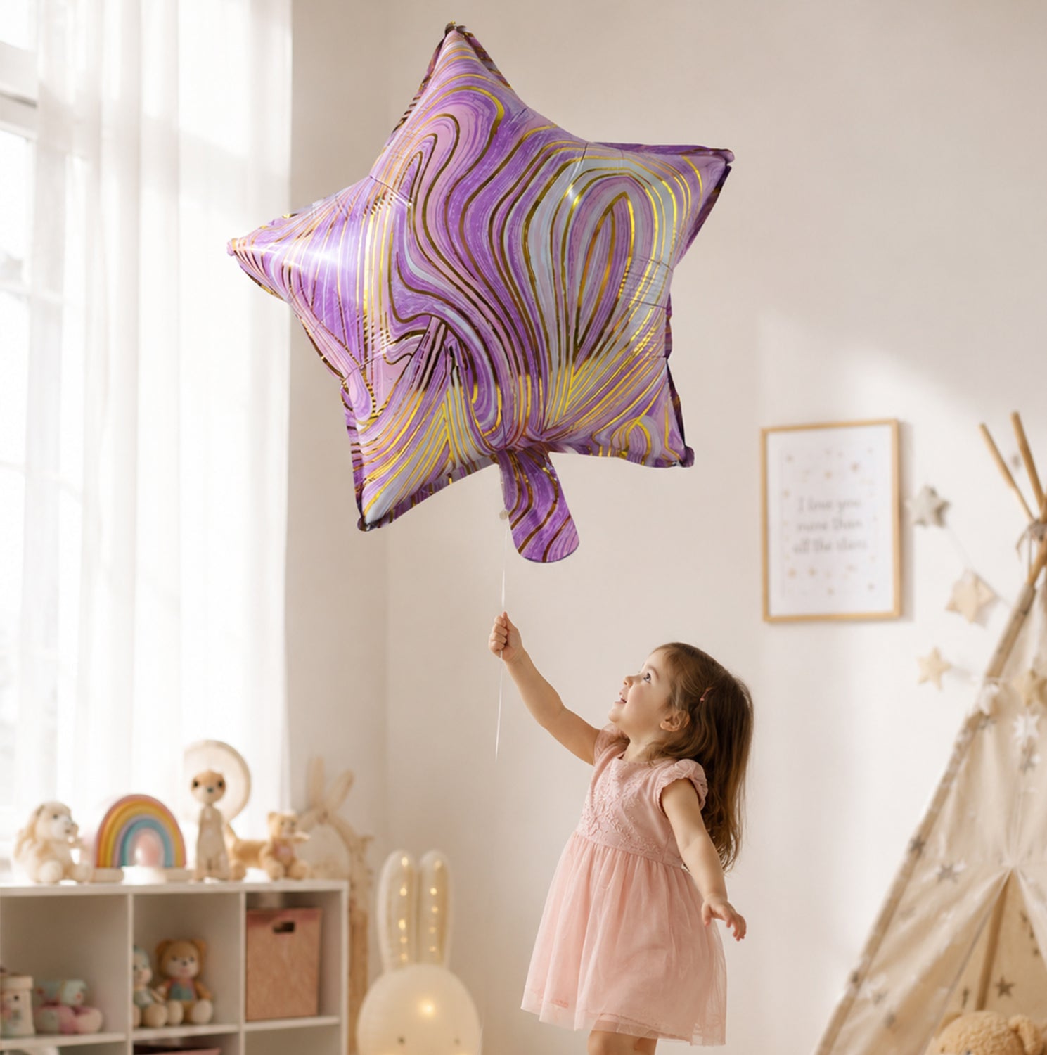 Star marble balloon side view