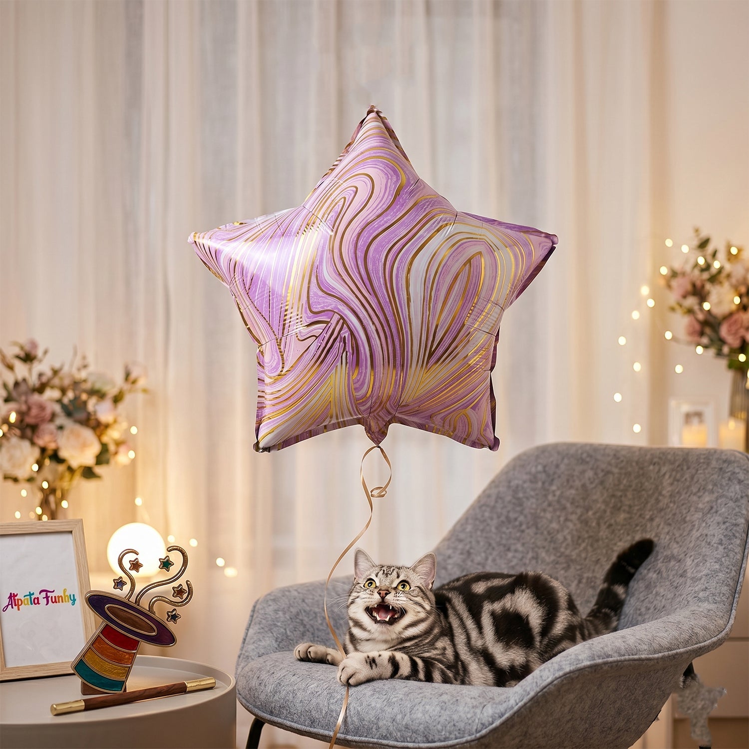 Star marble balloon shiny surface