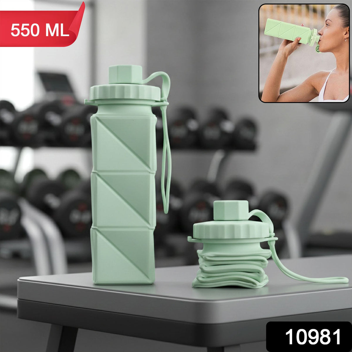 Collapsible water bottle with strap