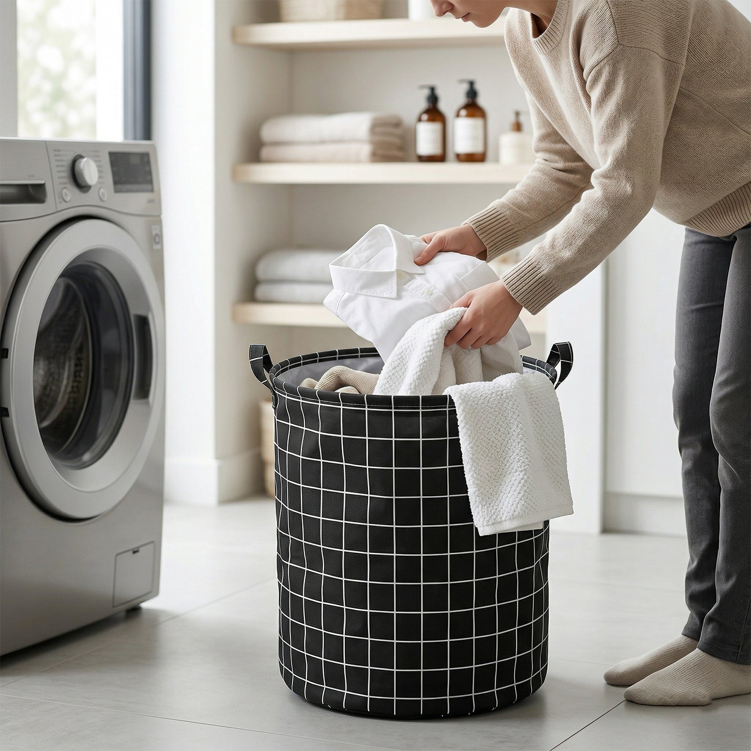 Multipurpose Foldable Laundry Storage Basket (1 Pc, 44x35 Cm)