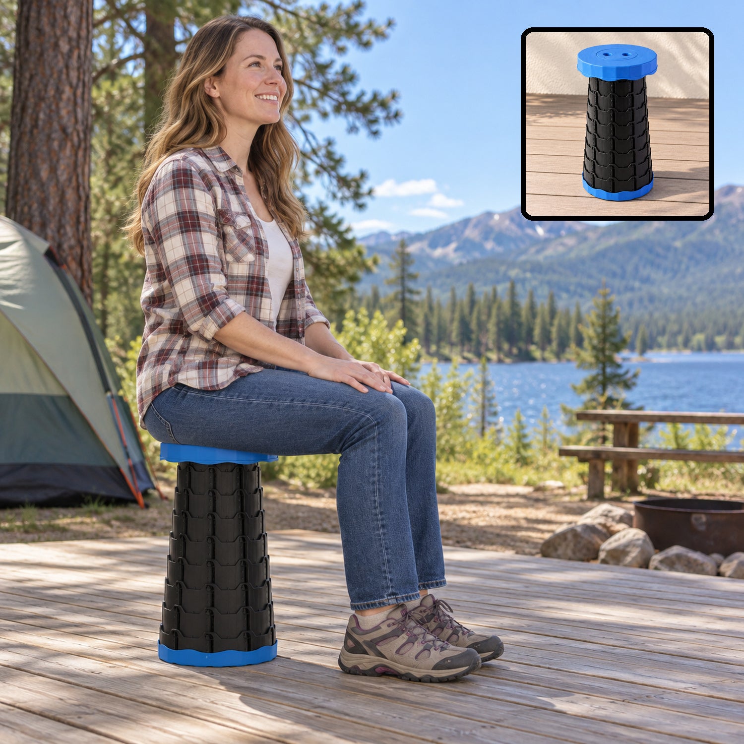 Telescopic folding stool camping fishing seat