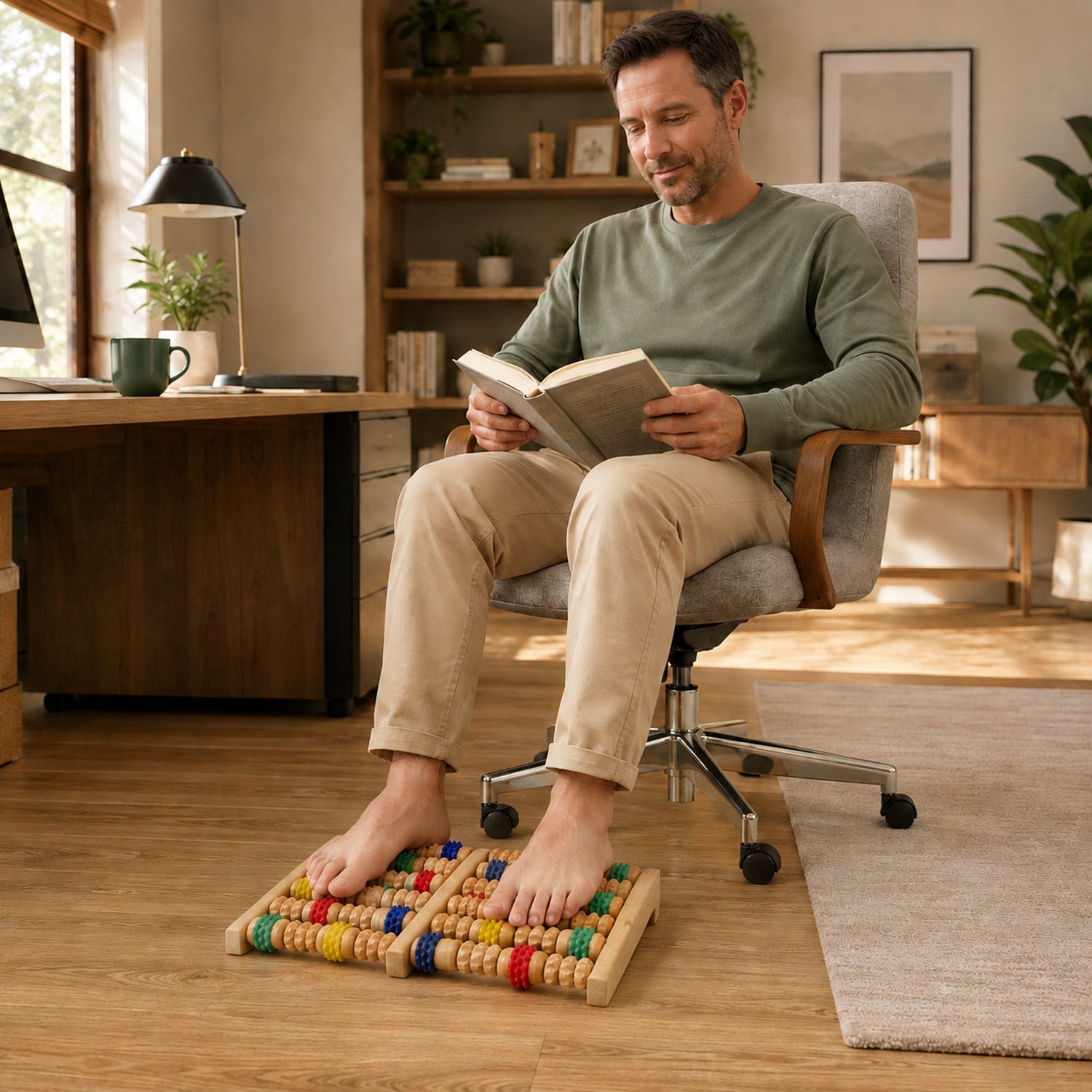 Foot Massage Roller with Wooden Base