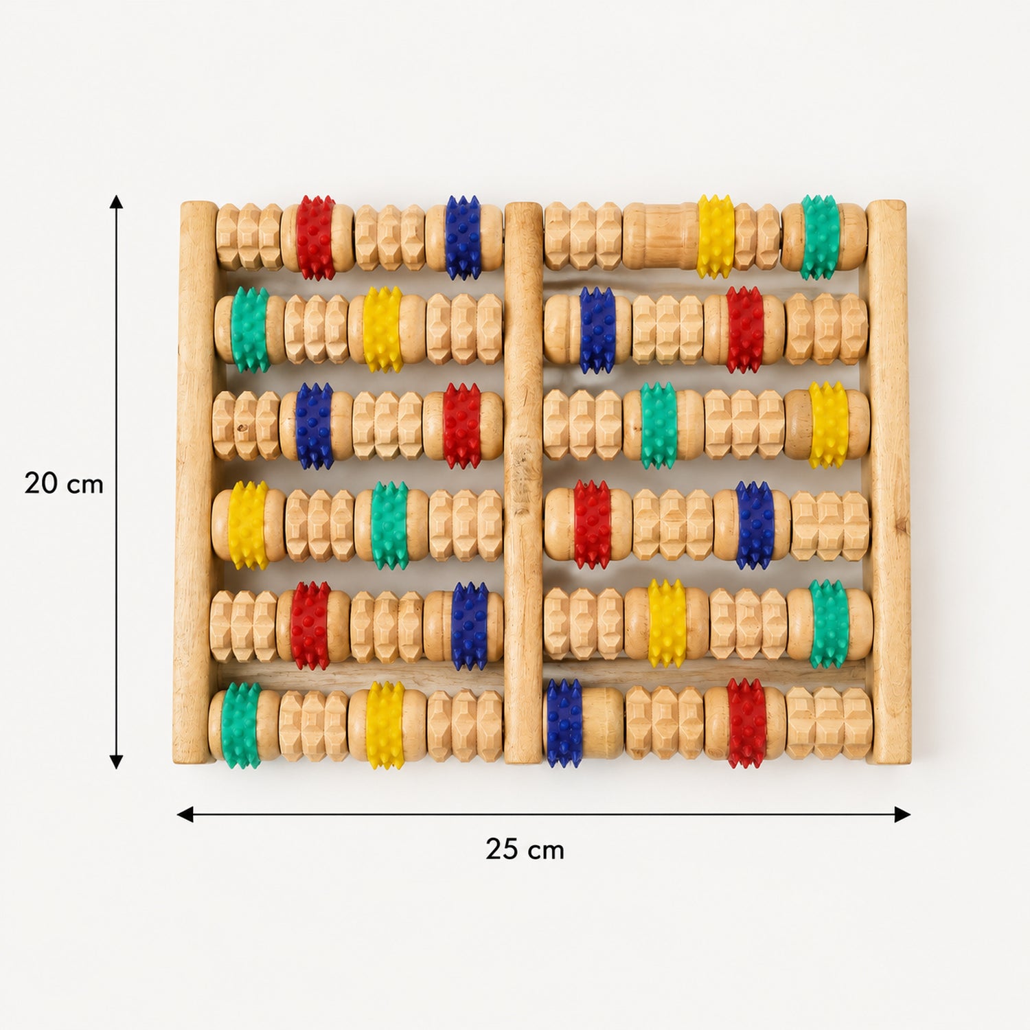 Wooden Acupressure Foot Massager Roller Board 25 x 20 Cm