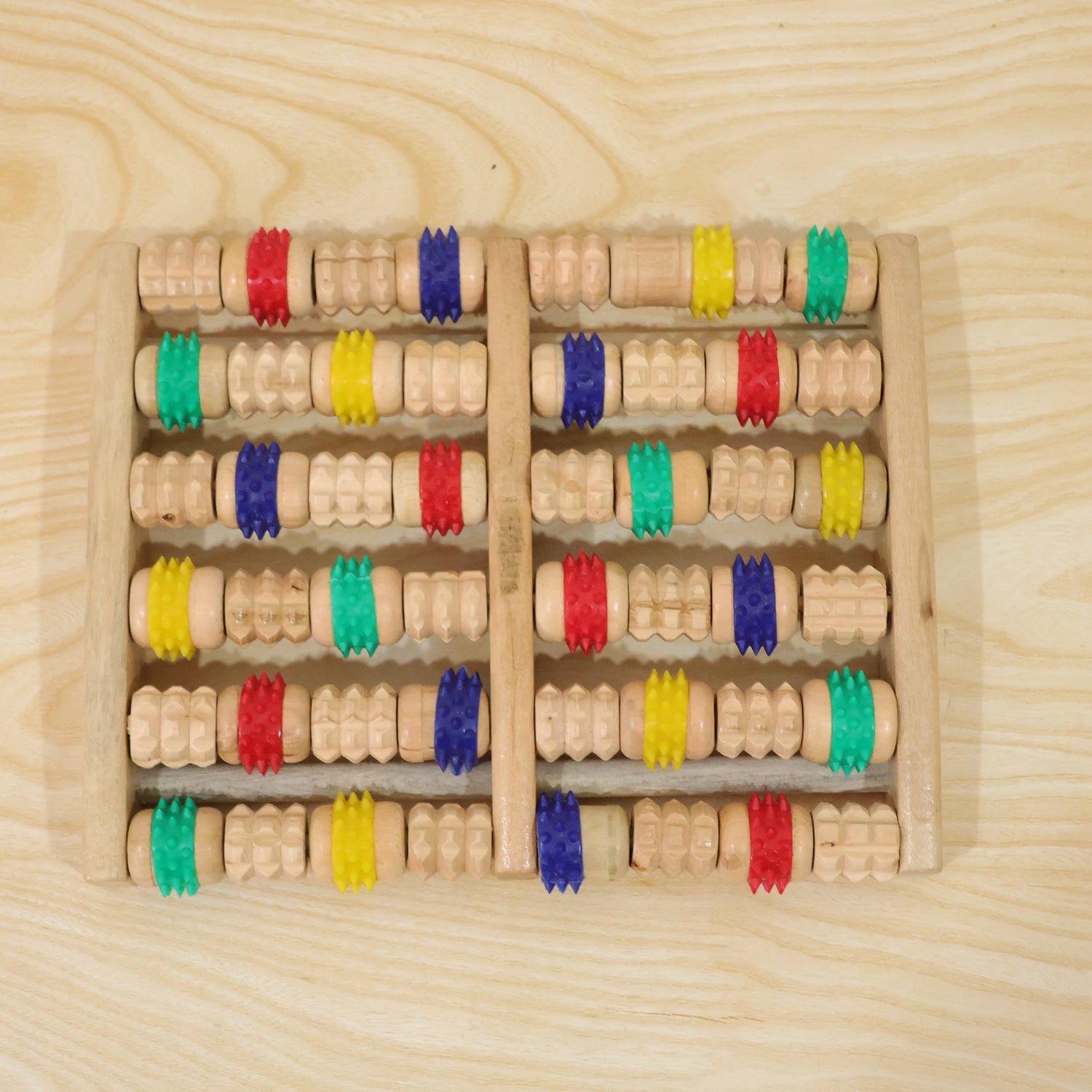 Wooden Acupressure Foot Massager Roller Board 25 x 20 Cm