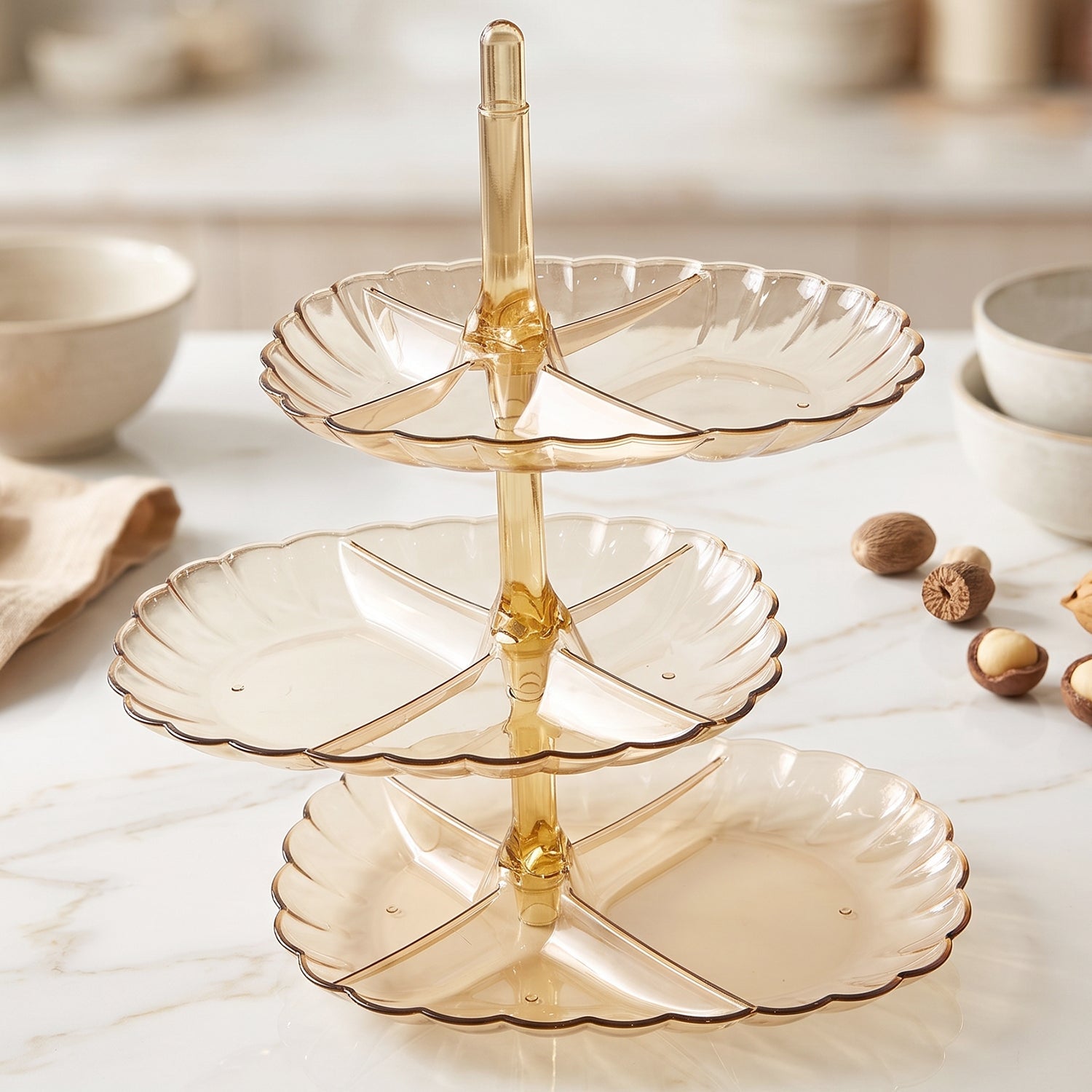 Acrylic 3 Tier Snack and Dessert Serving Stand for Parties and Home (1 Pc)