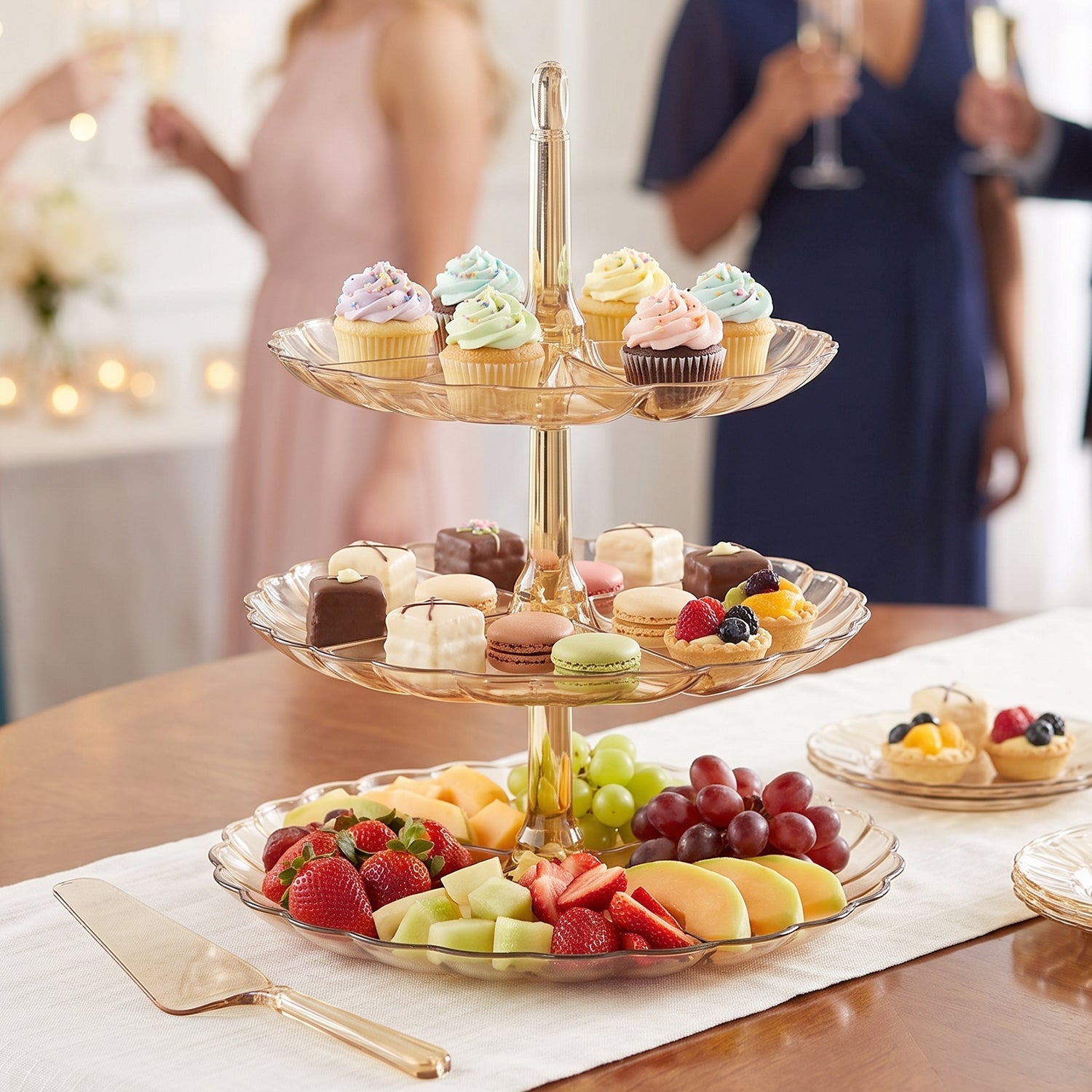 Acrylic 3 Tier Snack and Dessert Serving Stand for Parties and Home (1 Pc)