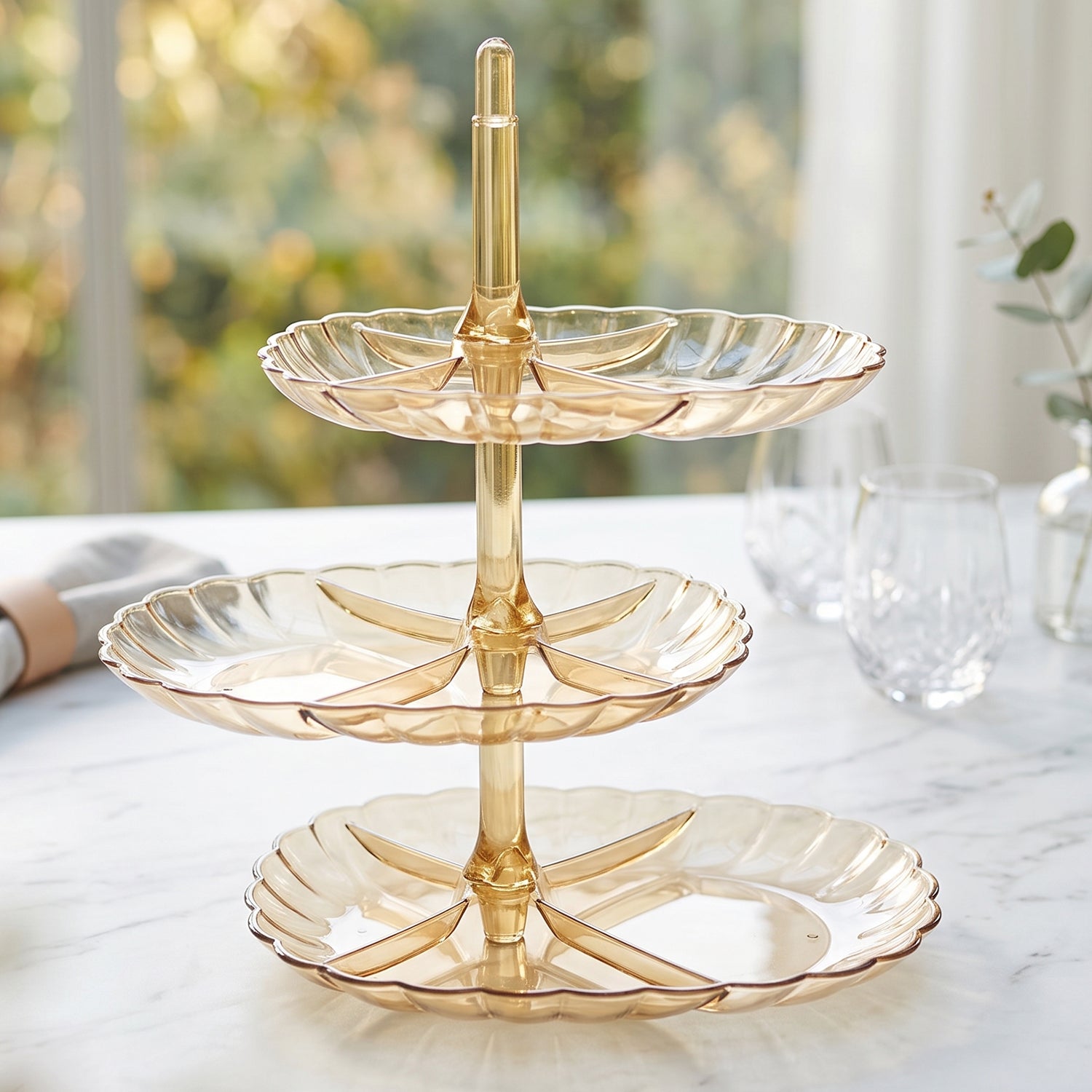 Acrylic 3 Tier Snack and Dessert Serving Stand for Parties and Home (1 Pc)