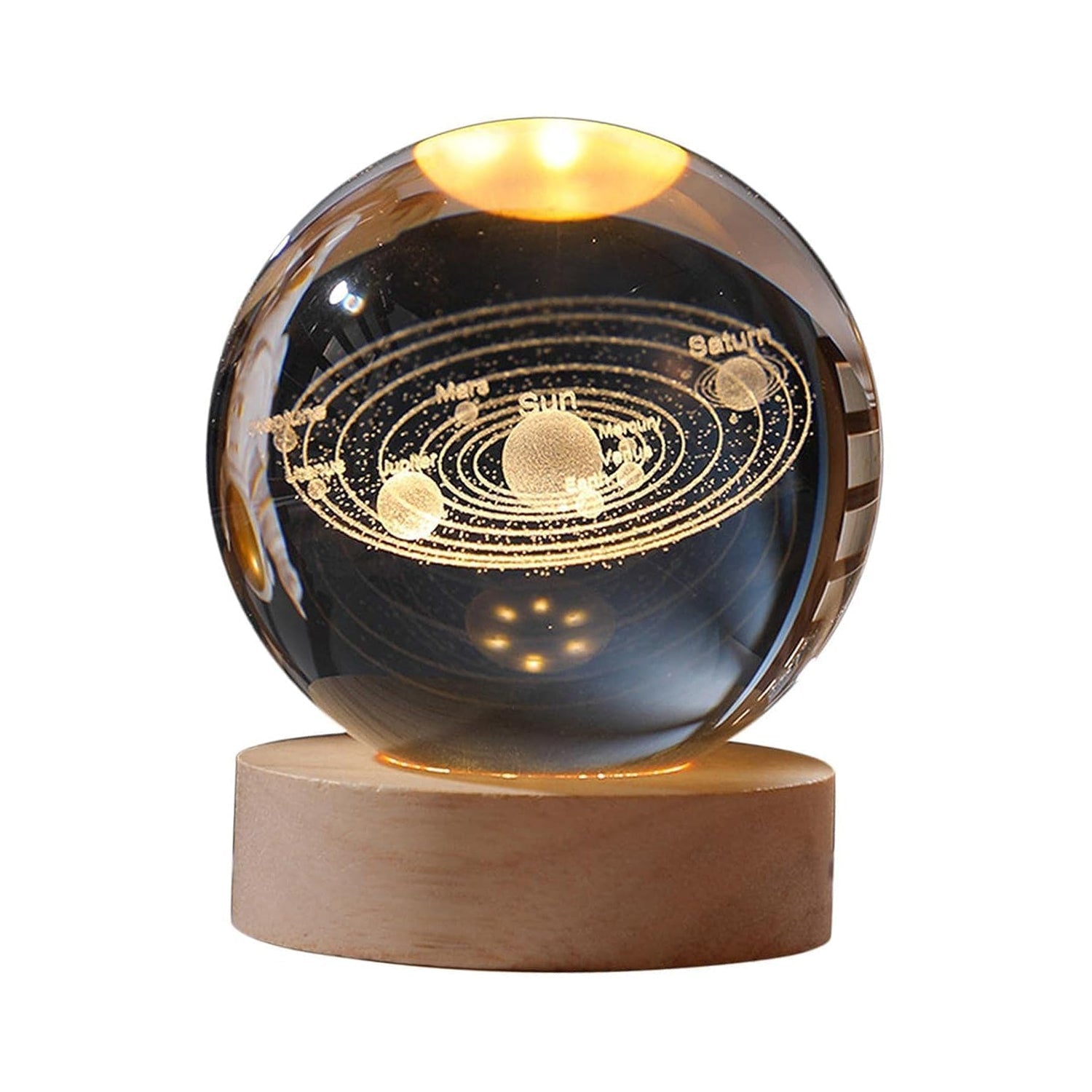 Side view of 3D Crystal Ball Night Lamp with base