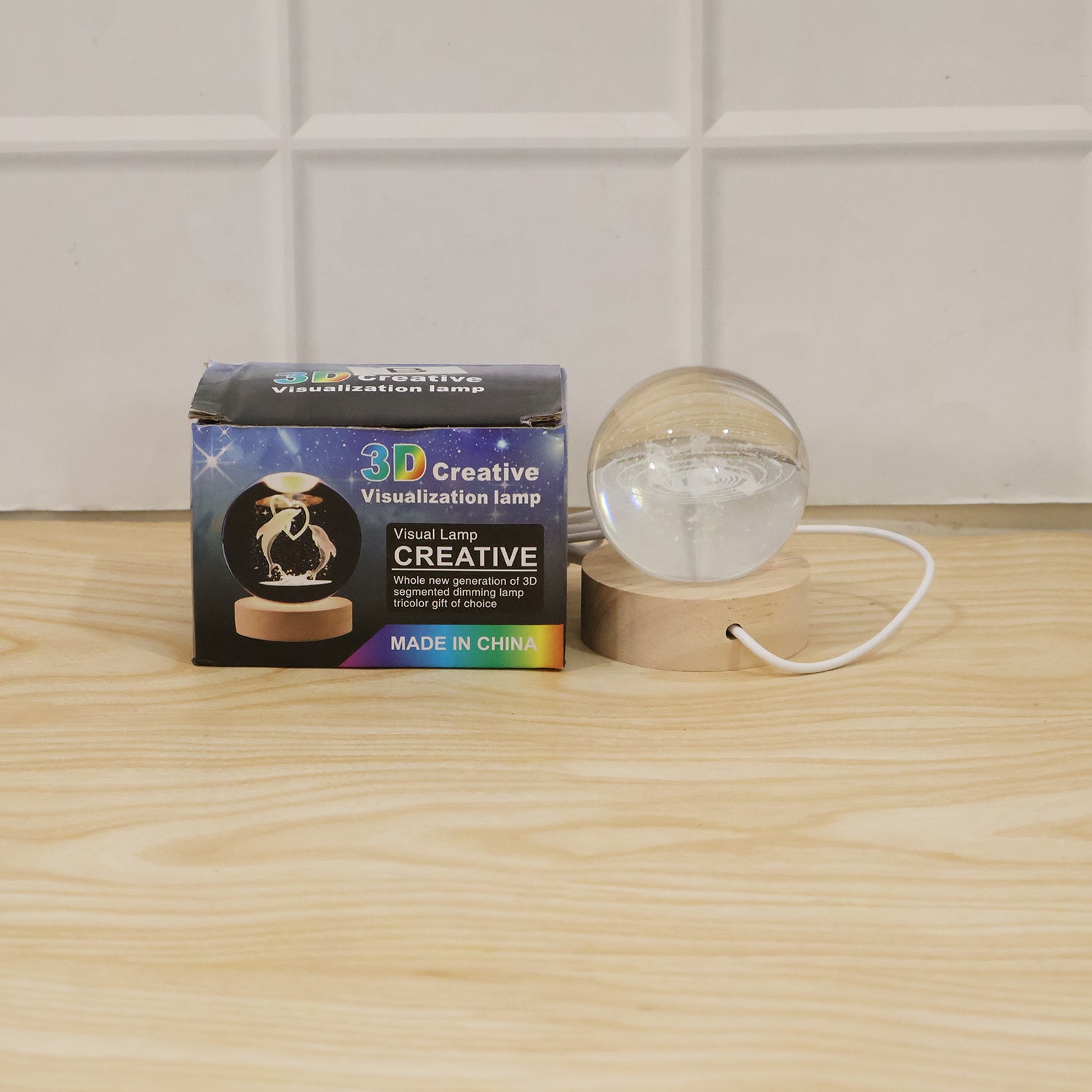 Live use of 3D Astronomy Crystal Ball Night Lamp in room