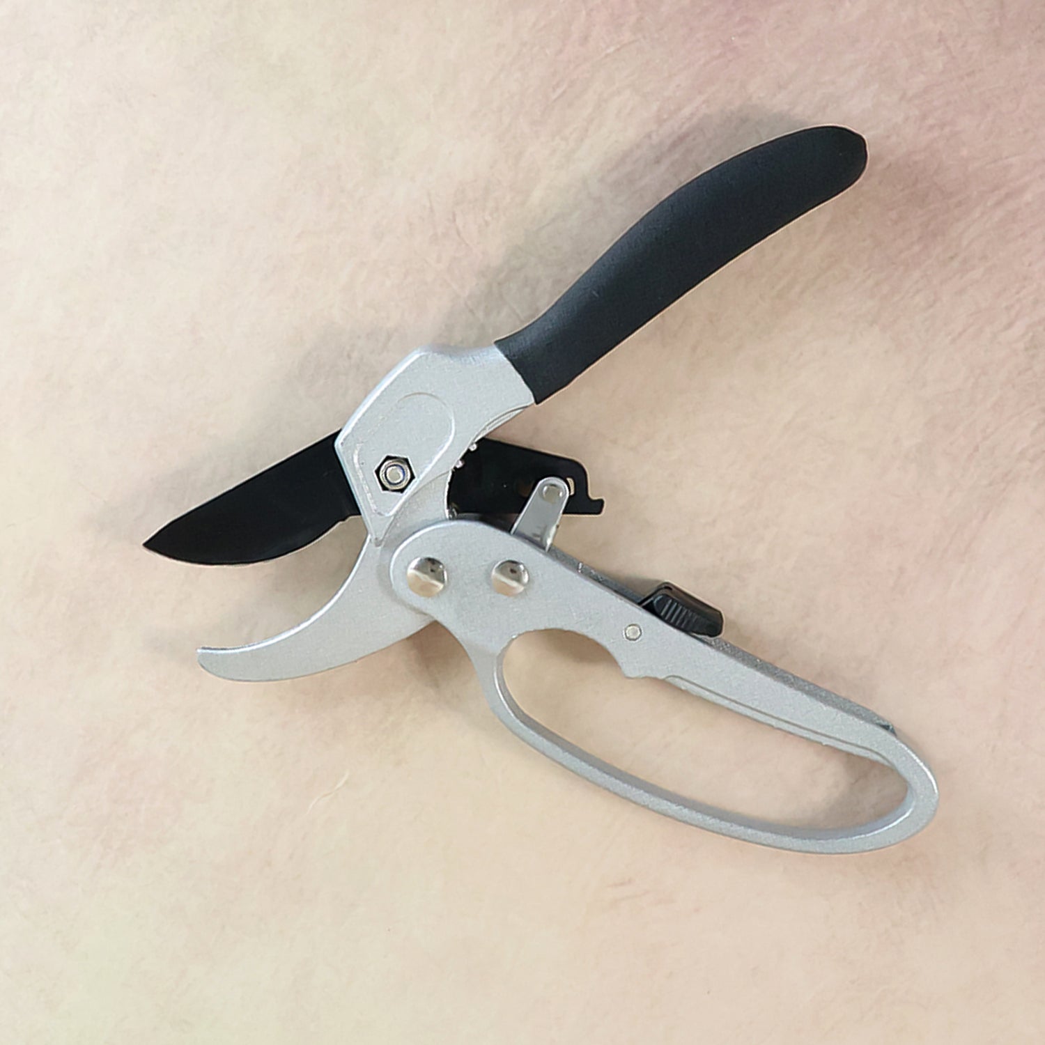 High carbon steel pruning shears side view