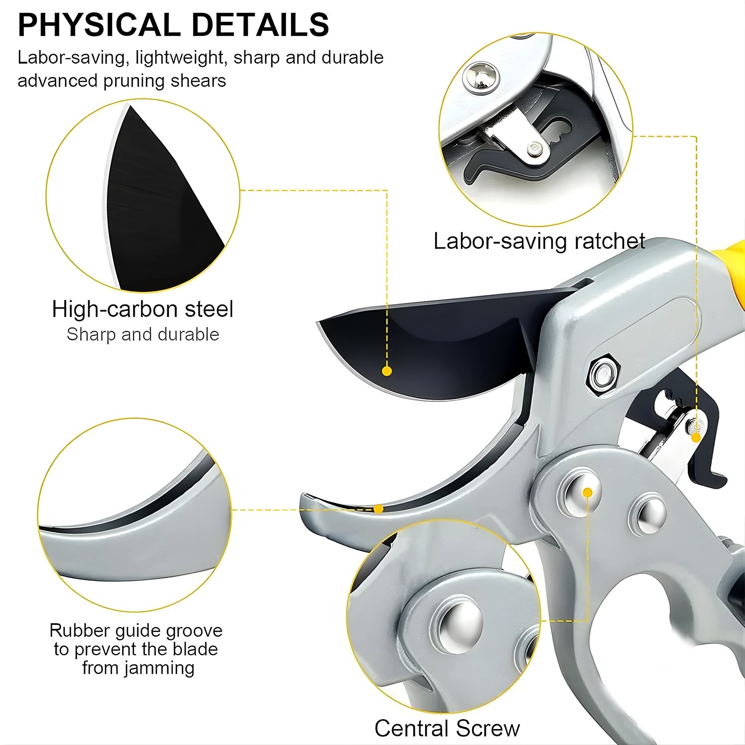 Gardening pruning shears with locked blades