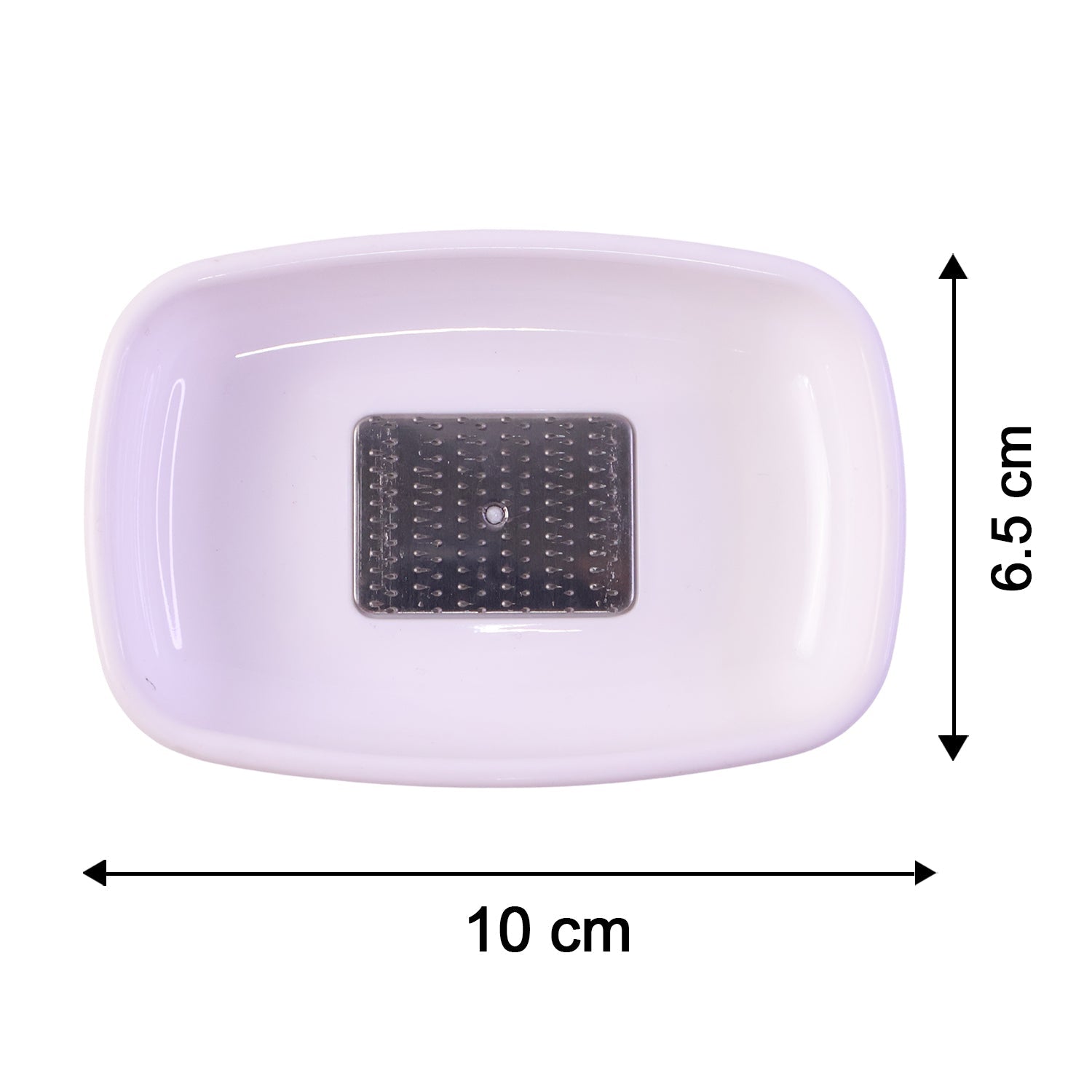 Size comparison image of garlic ginger grater plate with other kitchen tools