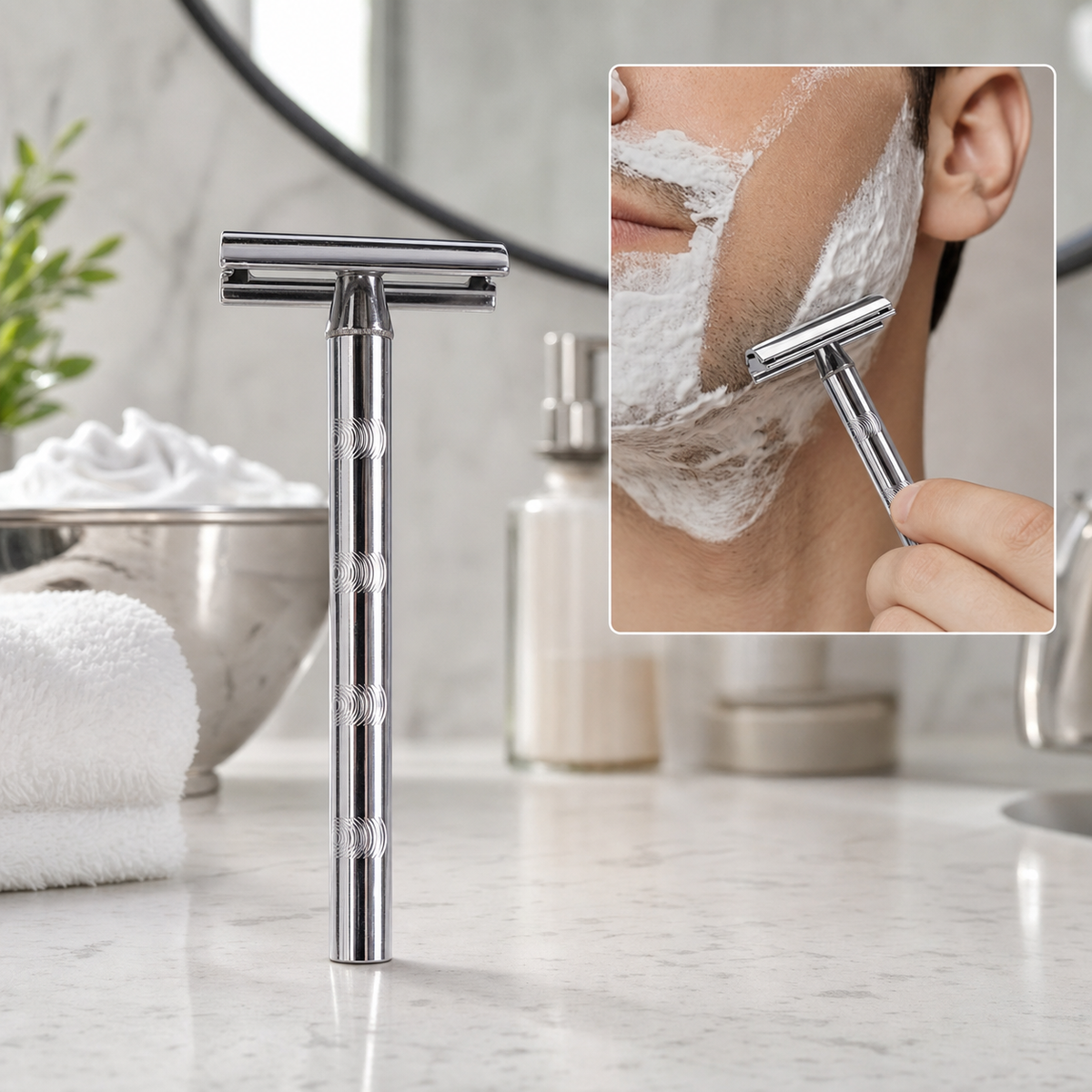 Classic double edge shaving razor front view