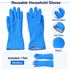 Blue rubber gloves for hand protection during cleaning