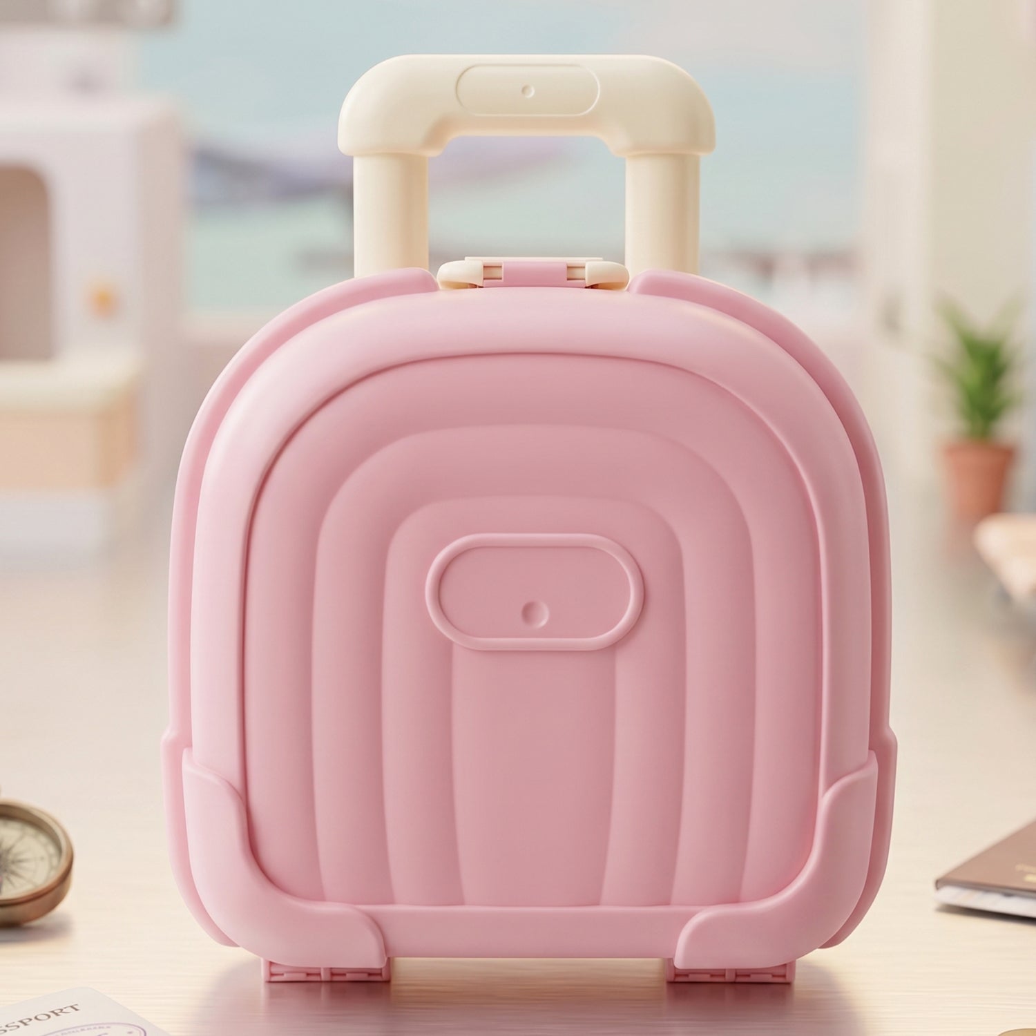 Mini Suitcase Shape Plastic Storage Box Cute Trolley Organizer Gift (1 Pc)
