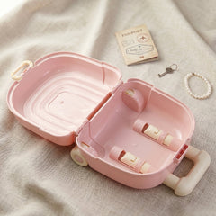 Mini Suitcase Shape Plastic Storage Box Cute Trolley Organizer Gift (1 Pc)