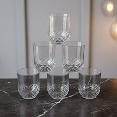 Transparent Diamond-Pattern Drinking Glass Set (6 Pc Set)