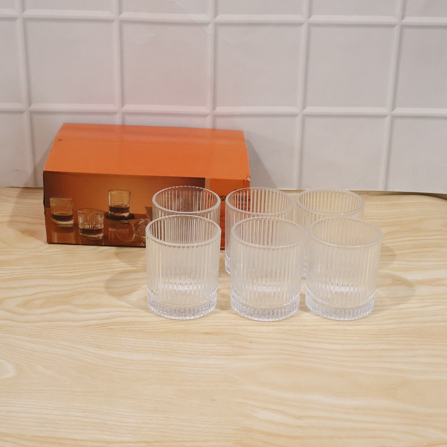 Premium Crystal Glass Tumbler (6 Pc Set, 250 ML Each)
