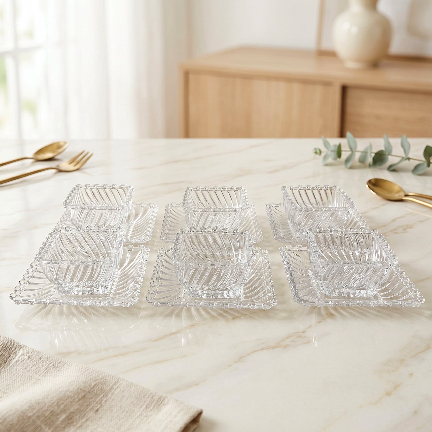 Royal Premium Glassware Serving Plate and Bowl (12 Pc Set)