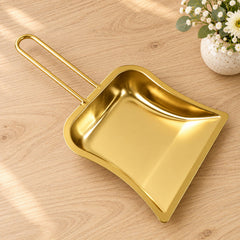 Golden metal dustpan loop handle floor cleaning