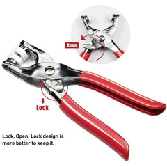 Snap button plier kit with various colored fasteners