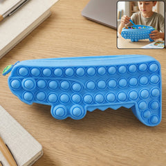 Cartoon crocodile shaped Pop It silicone pencil pouch