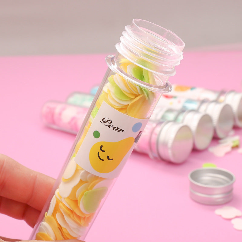 Disposable flower shape paper soap strips in bottle