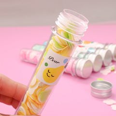 Disposable flower shape paper soap strips in bottle