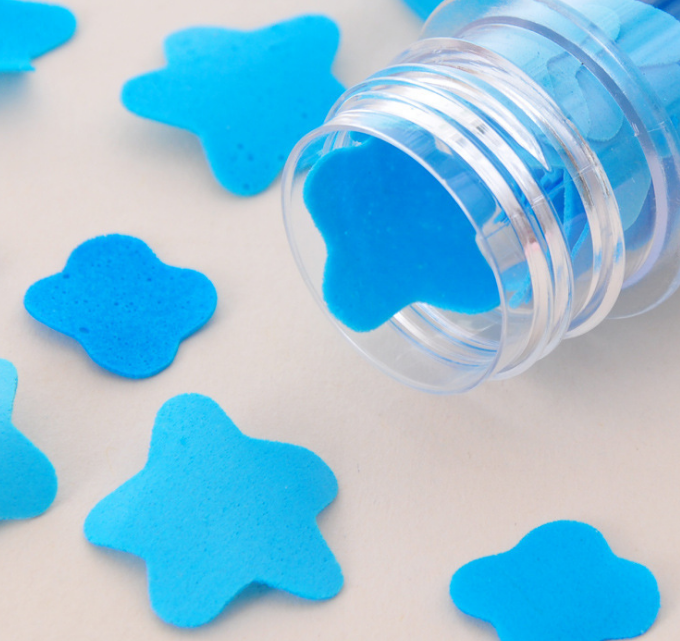 Soft paper soap flakes in a portable tube for handwashing