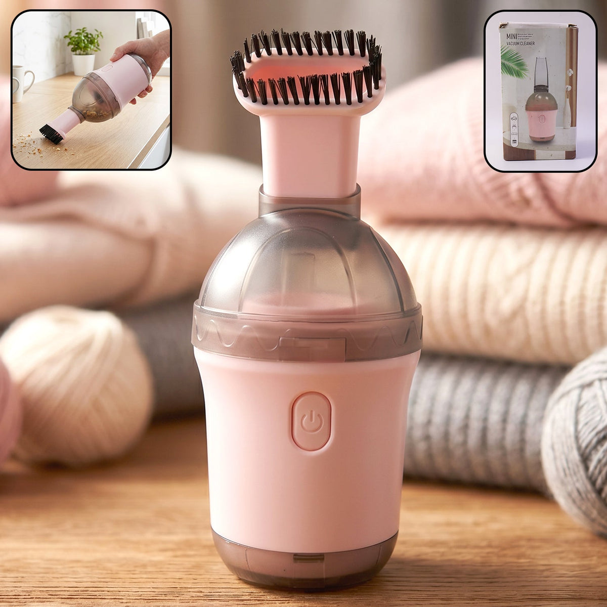 2-in-1 Mini Handheld Vacuum Cleaner with Brush Attachment front view
