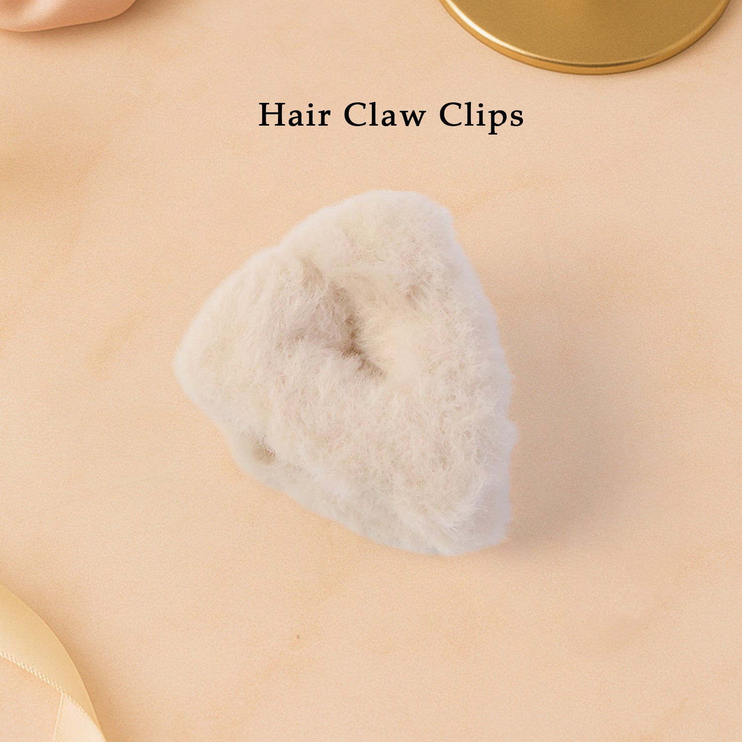 Top view of plush plastic hair claw clip