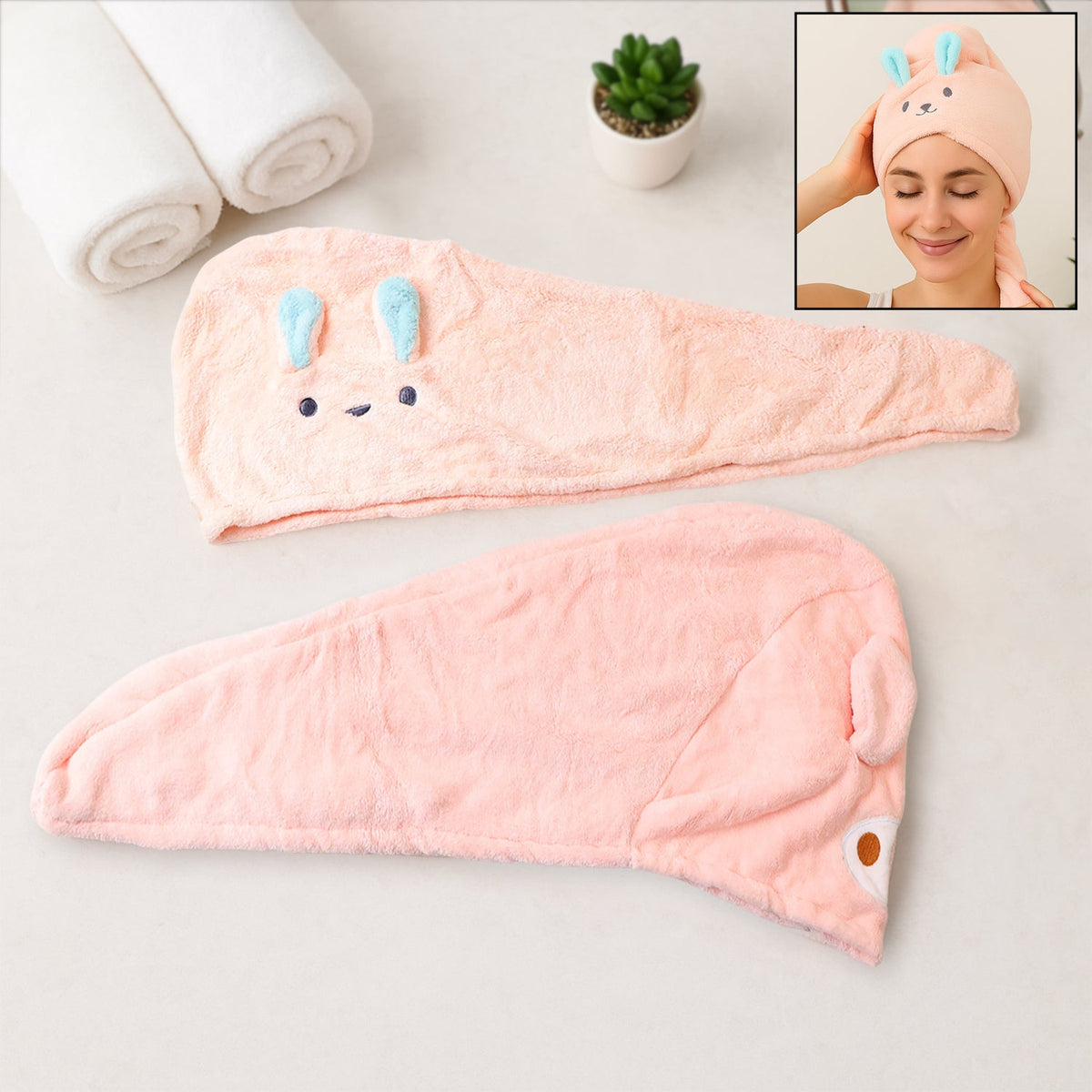 Soft Microfiber Hair Drying Towel Wrap  (1 Pc / Mix Design)