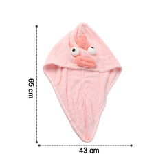 Soft Microfiber Cartoon Design Hair Drying Towel Wrap with Button Closure (1 Pc)