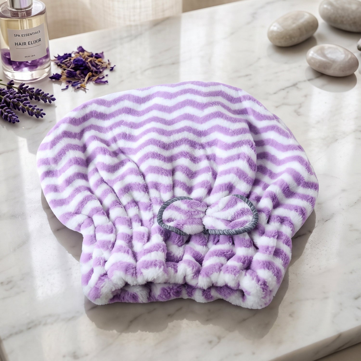 Hair wrap cap shown laid flat