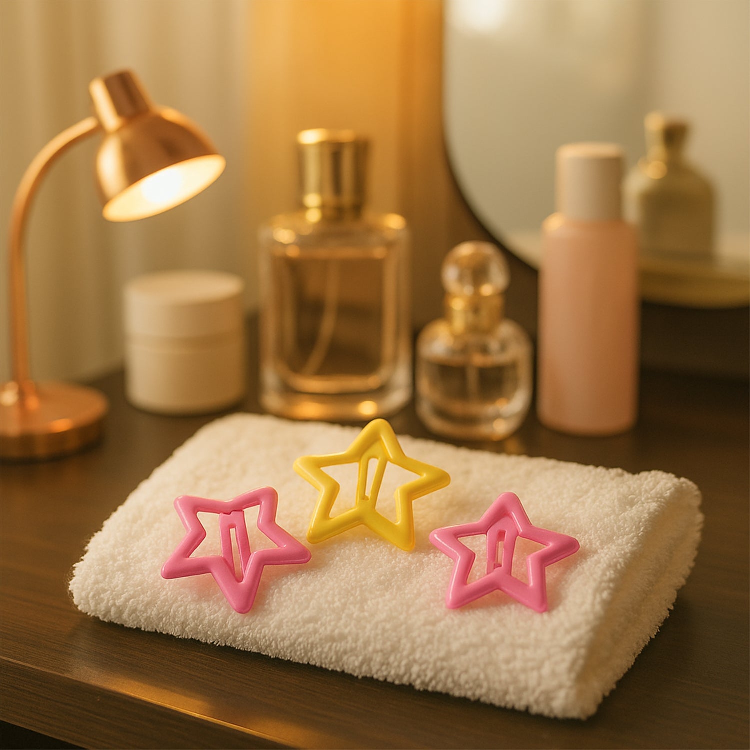 Assorted color star hair clips arranged side by side