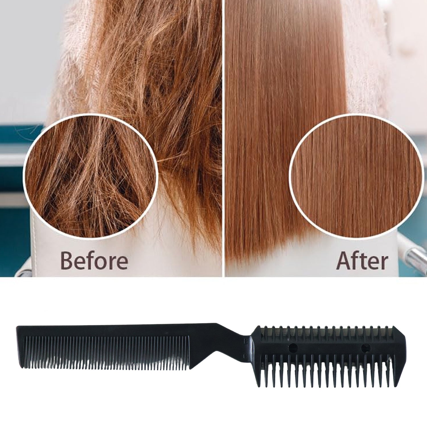 2 in 1 Double-Sided Hair Cutting Comb with Razor Blade (1 Pc)