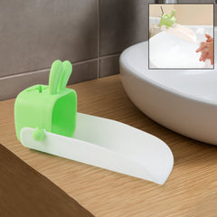 Silicone faucet handle extender in bear design attached to sink faucet