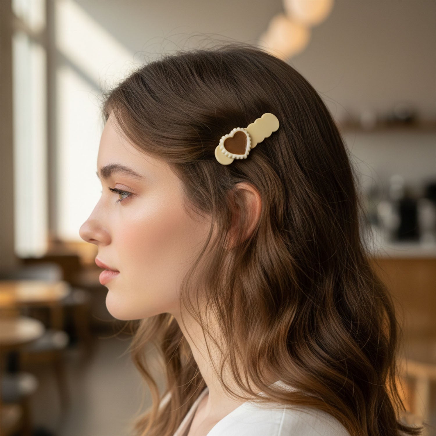 Heart Design Decorative Hair Clips Set (4 Pc)