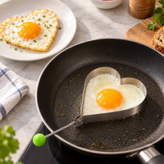 Steel heart shape egg mould green handle