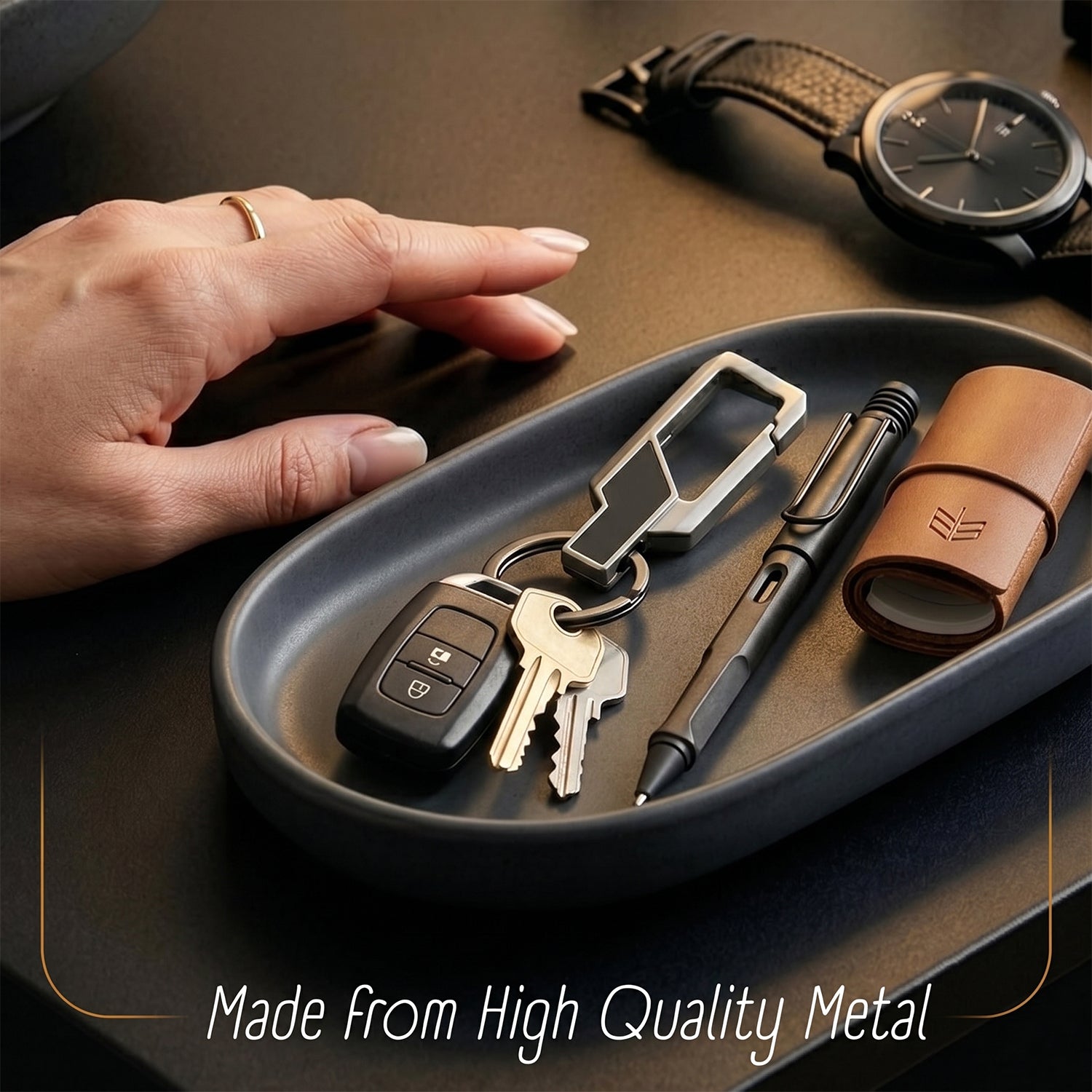Heavy Duty Stainless Steel Key Holder with Dual Ring Carabiner Clip 1 Pc