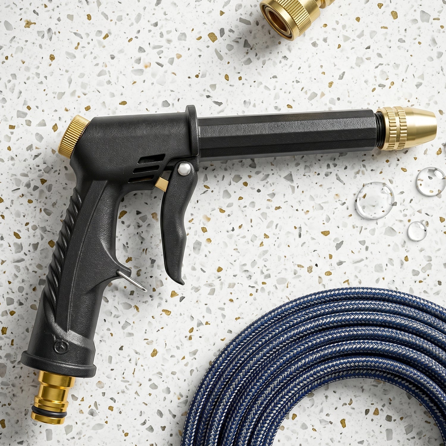 Heavy-duty garden spray gun with lance for high-pressure cleaning and watering