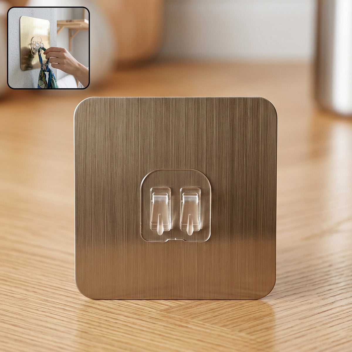Self-Adhesive Plastic Wall Hook Punch-Free Strong Hanging Holder 8x8 cm (1 Pc)