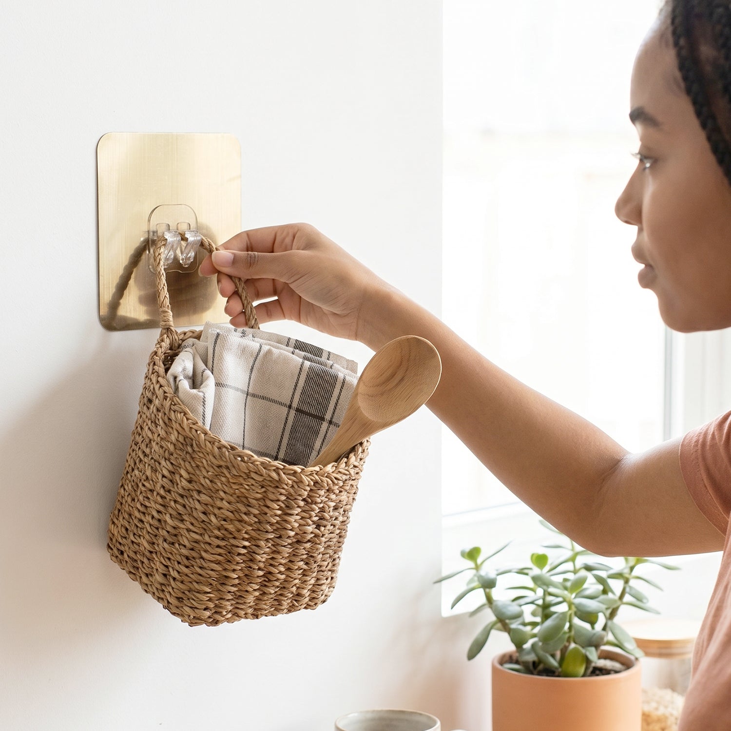 Self-Adhesive Plastic Wall Hook Punch-Free Strong Hanging Holder 8x8 cm (1 Pc)