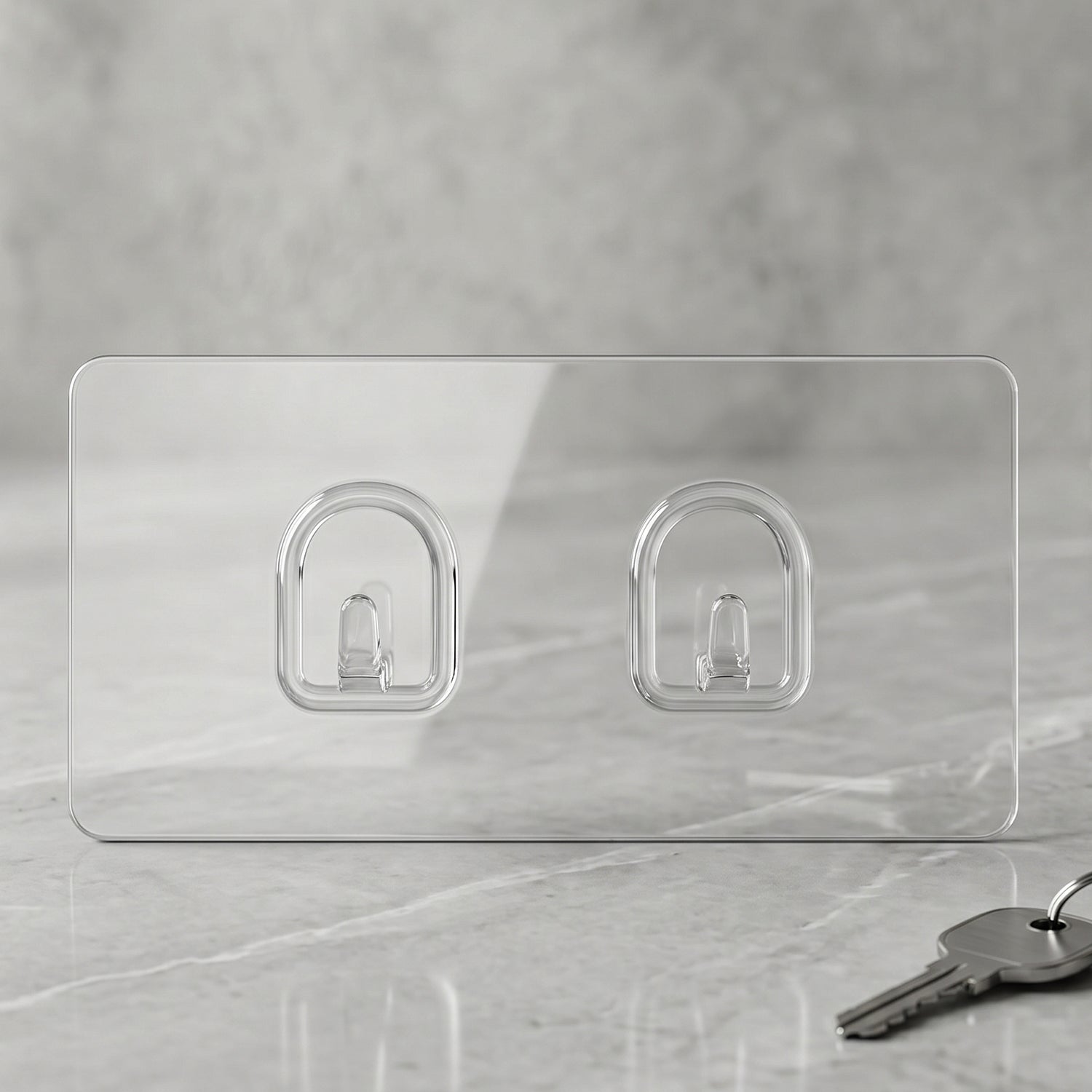 Close-up of Transparent Double Hook Adhesive Backing