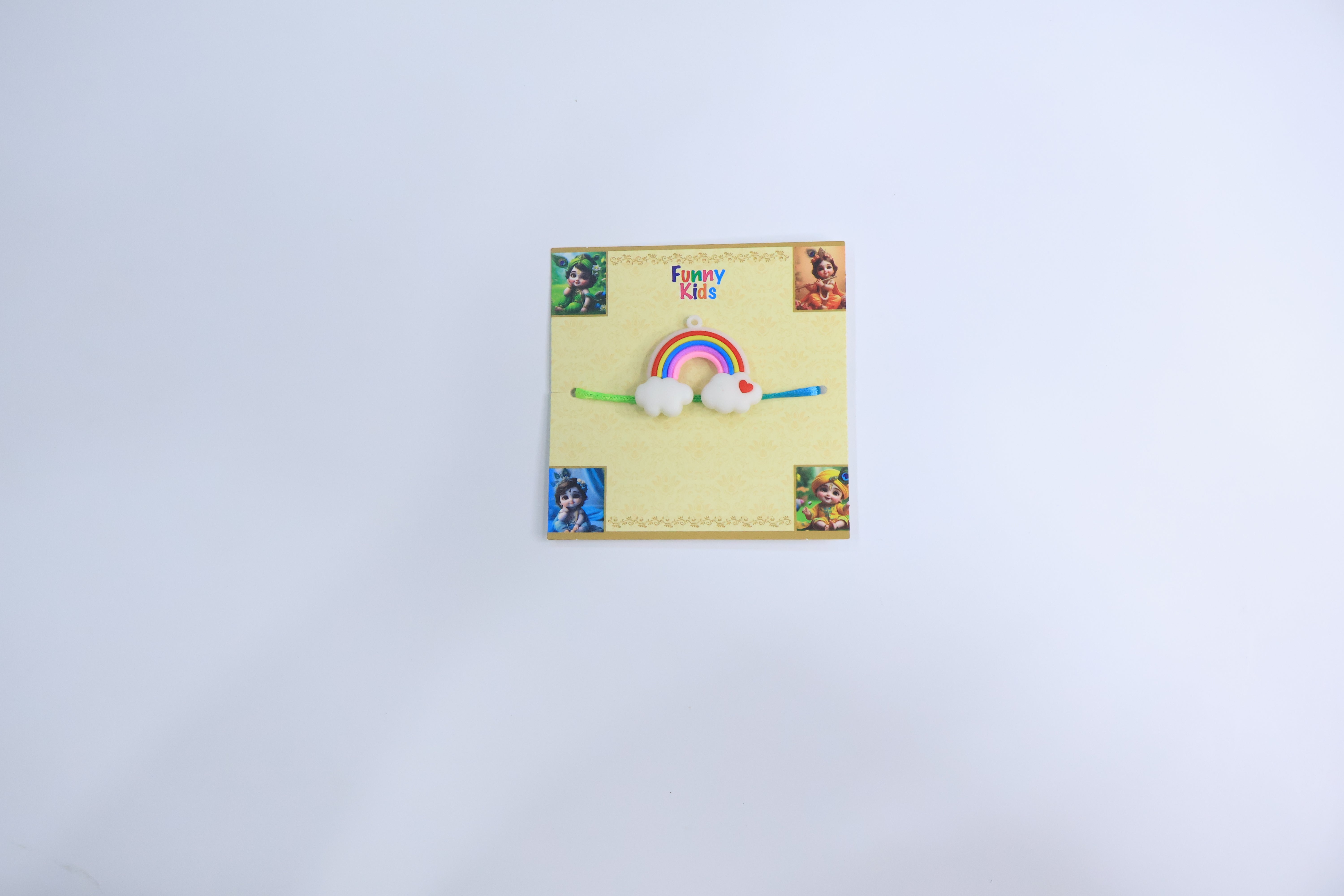 Adorable Rainbow Kids Rakhi with Cloud and Heart Design â€“ Colorful Silicone Rakhi for Raksha Bandhan